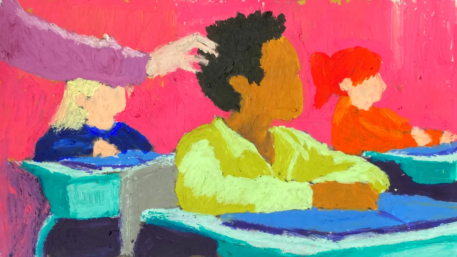 Peinture d'une salle de classe, image de la série La Fourche